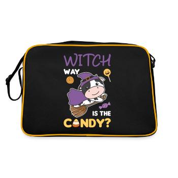 Vache Sorcières Manière Sorcière est le bonbon Joyeux Halloween - Sac Retro - noir/or - Dos
