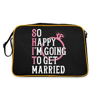 Douche nuptiale Fiançailles nuptiales Heureux En Allant Obtenir M - Sac Retro - noir/or - Dos