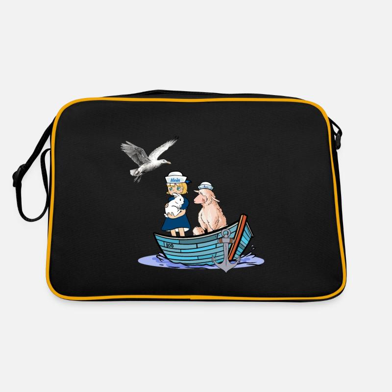 maritim Mädchen Schaf Nordsee Ostsee Reise Boot Retro Tasche