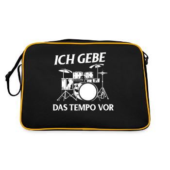 Tambours Tambours Baguette Batteur Musique Groupe Rock - Sac Retro - noir/or - Dos