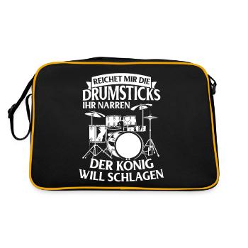 Tambours Tambours Baguette Batteur Musique Groupe Rock - Sac Retro - noir/or - Dos