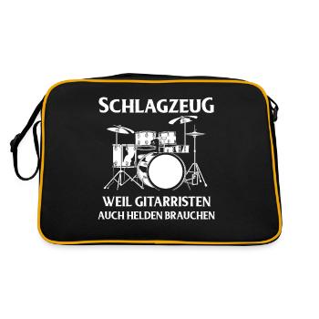 Tambours Tambours Baguette Batteur Musique Groupe Rock - Sac Retro - noir/or - Dos