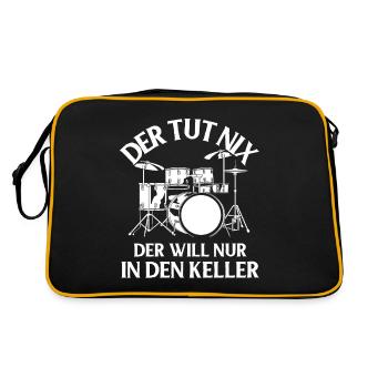 Tambours Tambours Baguette Batteur Musique Groupe Rock - Sac Retro - noir/or - Dos