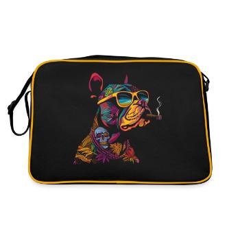 Pitbull Pittie Hund Raucher-Sonnenbrille Popart - Retro Tasche - Schwarz/Gold - Hinten