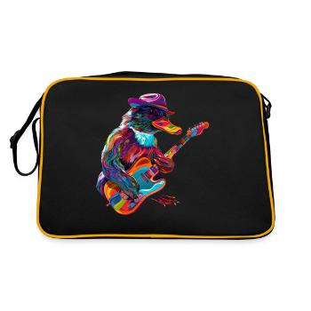 ornithorynque mammifère guitare chapeau de cowboy popart - Sac Retro - noir/or - Dos