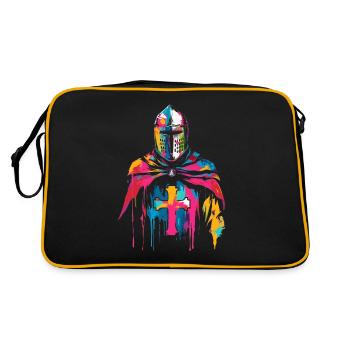 Templer Ritter Kreuz Popart - Retro Tasche - Schwarz/Gold - Hinten