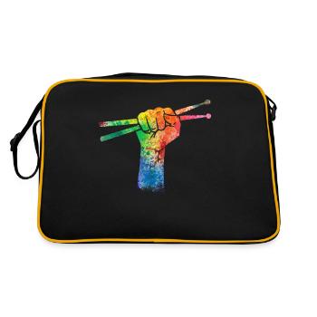 Tambours Tambours Baguette Batteur Musique Groupe Rock - Sac Retro - noir/or - Dos