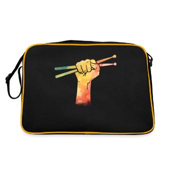 Tambours Tambours Baguette Batteur Musique Groupe Rock - Sac Retro - noir/or - Dos