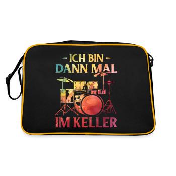 Tambours Tambours Baguette Batteur Musique Groupe Rock - Sac Retro - noir/or - Dos