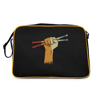 Tambours Baguettes Tambours Batteur Musique Groupe Rock - Sac Retro - noir/or - Dos