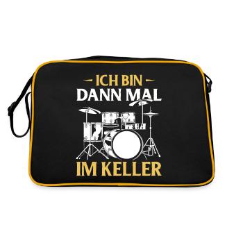Tambours Tambours Baguette Batteur Musique Groupe Rock - Sac Retro - noir/or - Dos