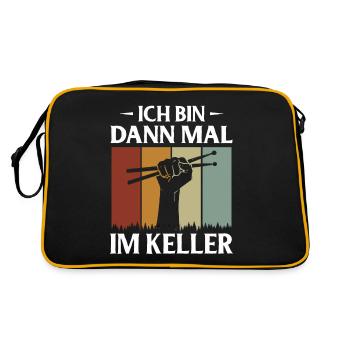 Tambours Tambours Baguette Batteur Musique Groupe Rock - Sac Retro - noir/or - Dos