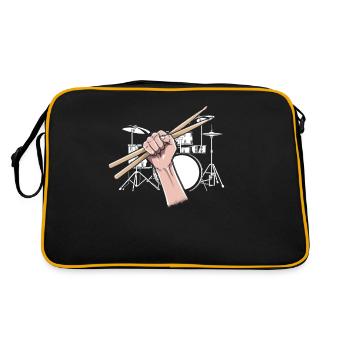 Tambours Tambours Baguette Batteur Musique Groupe Rock - Sac Retro - noir/or - Dos