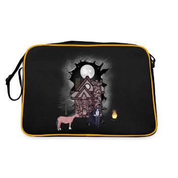 Château mystique médiéval halloween guerrier cheval - Sac Retro - noir/or - Dos
