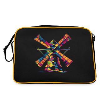 Windmill Wind Power Wind Energy Turbine Popart - Retro Bag - black/gold - Back