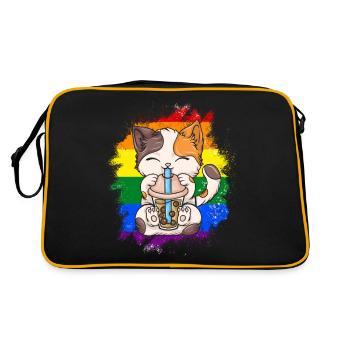 Bubble Tea Boba BubbleTea Kawaii Japan Tea Kpop - Retro Bag - black/gold - Back