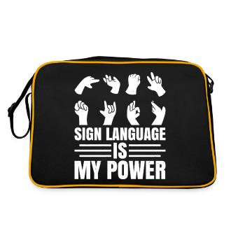 Deaf Pride ASL Sign Language - Retro Bag - black/gold - Back