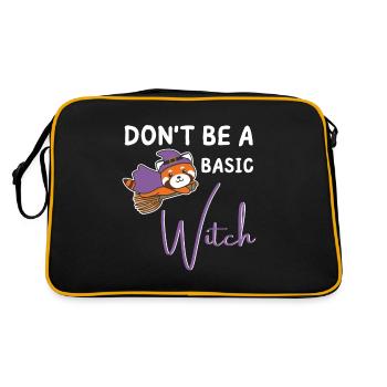 Rote Panda Halloween Hexen don't be a basic witch - Retro Tasche - Schwarz/Gold - Hinten