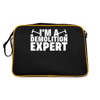 Drôle de jour de démolition de maison Je suis une démolition - Sac Retro - noir/or - Dos