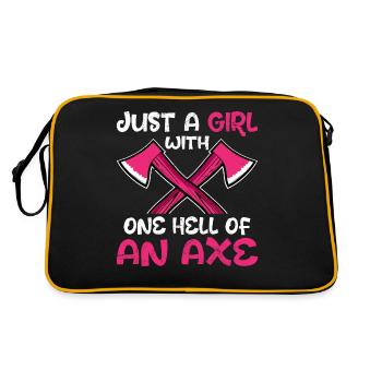 Axe Throwing Girl Hatchet Thrower Girl A Hell - Retro Bag - black/gold - Back