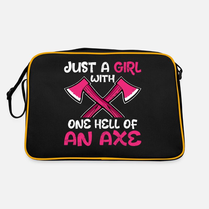 Axt werfendes Mädchen Beil-Werfer-Mädchen Eine Höl Retro Tasche