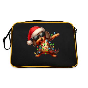 Polka Dot Dachshund Sunglasses Cute Christmas - Retro Bag - black/gold - Back
