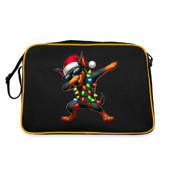 Polka Dot Doberman Dog Sunglasses Cute Weih - Retro Bag - black/gold - Back