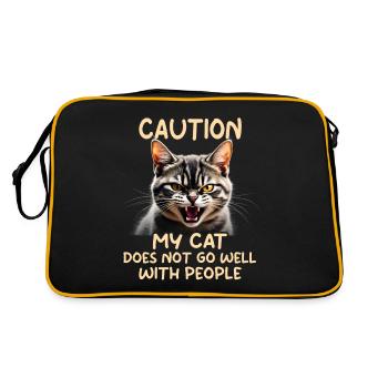Funny Cat Cat Owner Pet Cat - Retro Bag - black/gold - Back