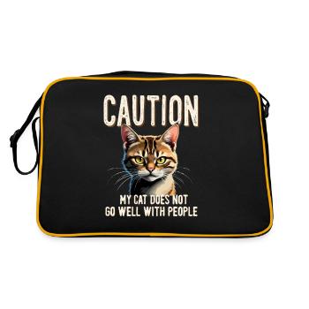 Funny Cat Cat Owner Pet Cat - Retro Bag - black/gold - Back