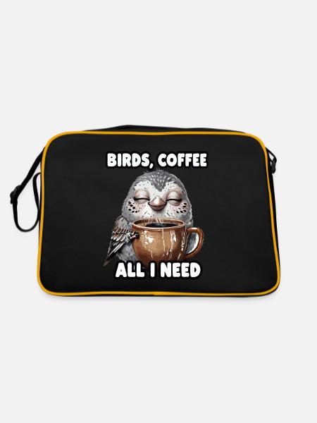Funny Bird Coffee Zoo Retro Coffee All I Need - Retro Bag - black/gold - Back