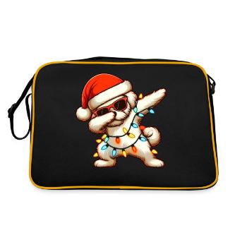 Polka Dots Maltese Dog Sunglasses Cute White - Retro Bag - black/gold - Back
