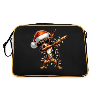 Dabbing Miniature Pinscher Dog Sunglasses - Retro Bag - black/gold - Back