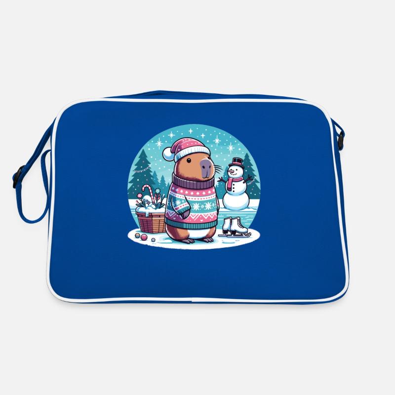 Festliches Winter Capybara Weihnachts Retro Tasche