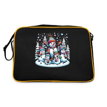 Adorable Snowman Family Winter - Retro Bag - black/gold - Back