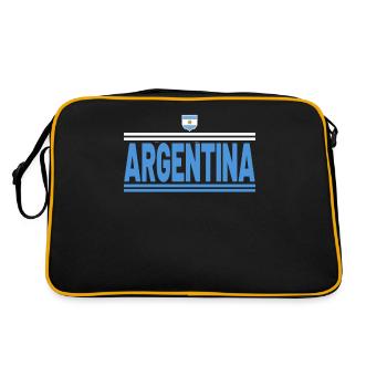 Argentinien Geschenk Argentina Argentine Flagge - Retro Tasche - Schwarz/Gold - Hinten