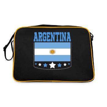 Argentinien Geschenk Argentina Argentine Flagge - Retro Tasche - Schwarz/Gold - Hinten
