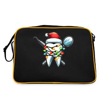 Dentist Dental Assistant Hygiene Santa Hat - Retro Bag - black/gold - Back