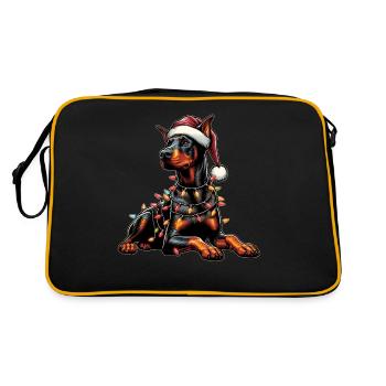 Doberman Dog Christmas Hat Xmas - Retro Bag - black/gold - Back