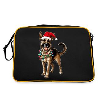 German Shepherd Christmas Hat Xmas - Retro Bag - black/gold - Back