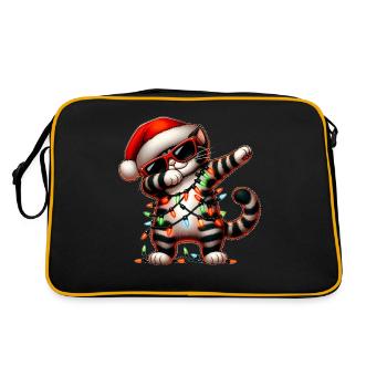 Tupfende Tabby Katze Orange Katze Sonnenbrille Nie - Retro Tasche - Schwarz/Gold - Hinten