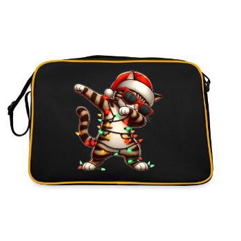 Tupfende Tabby Katze Orange Katze Sonnenbrille Nie - Retro Tasche - Schwarz/Gold - Hinten