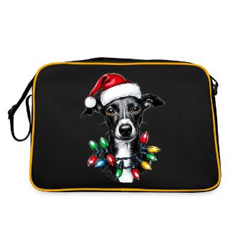 Lévrier italien chien chapeau de Noël Noël - Sac Retro - noir/or - Dos