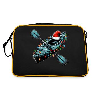 Kajakfahren Kajakfahrer Weihnachtsmütze Xmas - Retro Tasche - Schwarz/Gold - Hinten