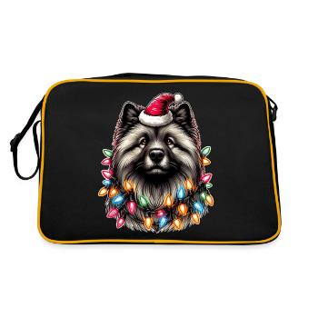 Keeshond Chien Père Noël Chapeau - Sac Retro - noir/or - Dos