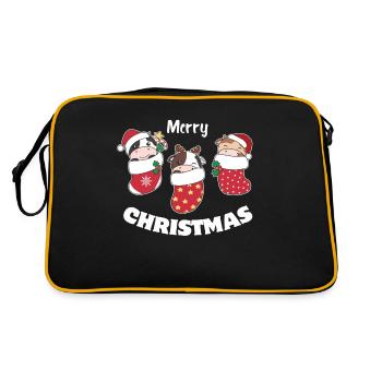 Cute cows in Christmas sock for Christmas cow - Retro Bag - black/gold - Back