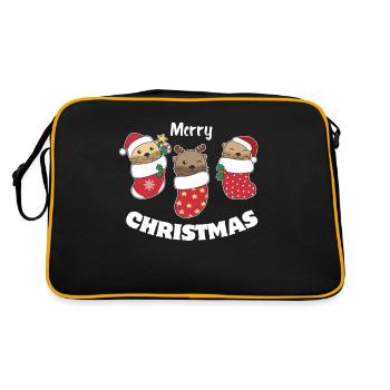Süße Otter in Weihnachtssocke zu Weihnachten Otter - Retro Tasche - Schwarz/Gold - Hinten