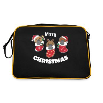 Cute platypus in Christmas sock too - Retro Bag - black/gold - Back