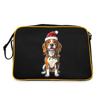 Beagle Dog Christmas Hat Xmas - Retro Bag - black/gold - Back