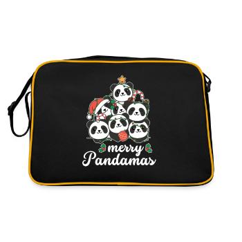 Joyeux Pandamas Jeu de mots Panda Noël - Sac Retro - noir/or - Dos