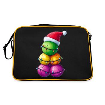 Boccia Kugel Haufen Bocci Weihnachten Hut Xmas - Retro Tasche - Schwarz/Gold - Hinten